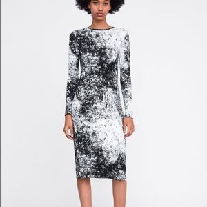 Zara black & white tie dye dress